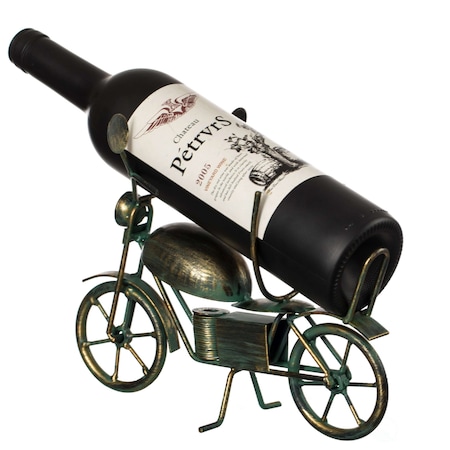 Vintiquewise Metal Figurine Motorcycle Shaped Vintage Wine Single Bottle Holder Stand Rack QI004317